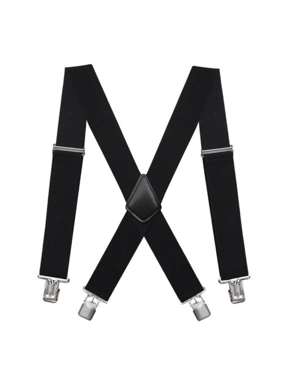 Men's Suspenders Cross X Back 2" Wide Adjustable Solid Straight Clip Suspenders
